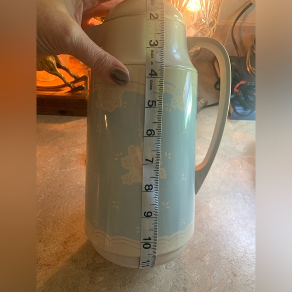 Vintage Corning Thermique 1 qt Coffee Carafe Cream and Pastel Blue/Flowers - Picture 14 of 15